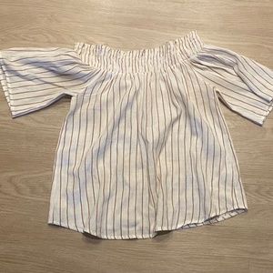 Nordstrom Pink and White Bohemian Off the Shoulder Shirt Size S